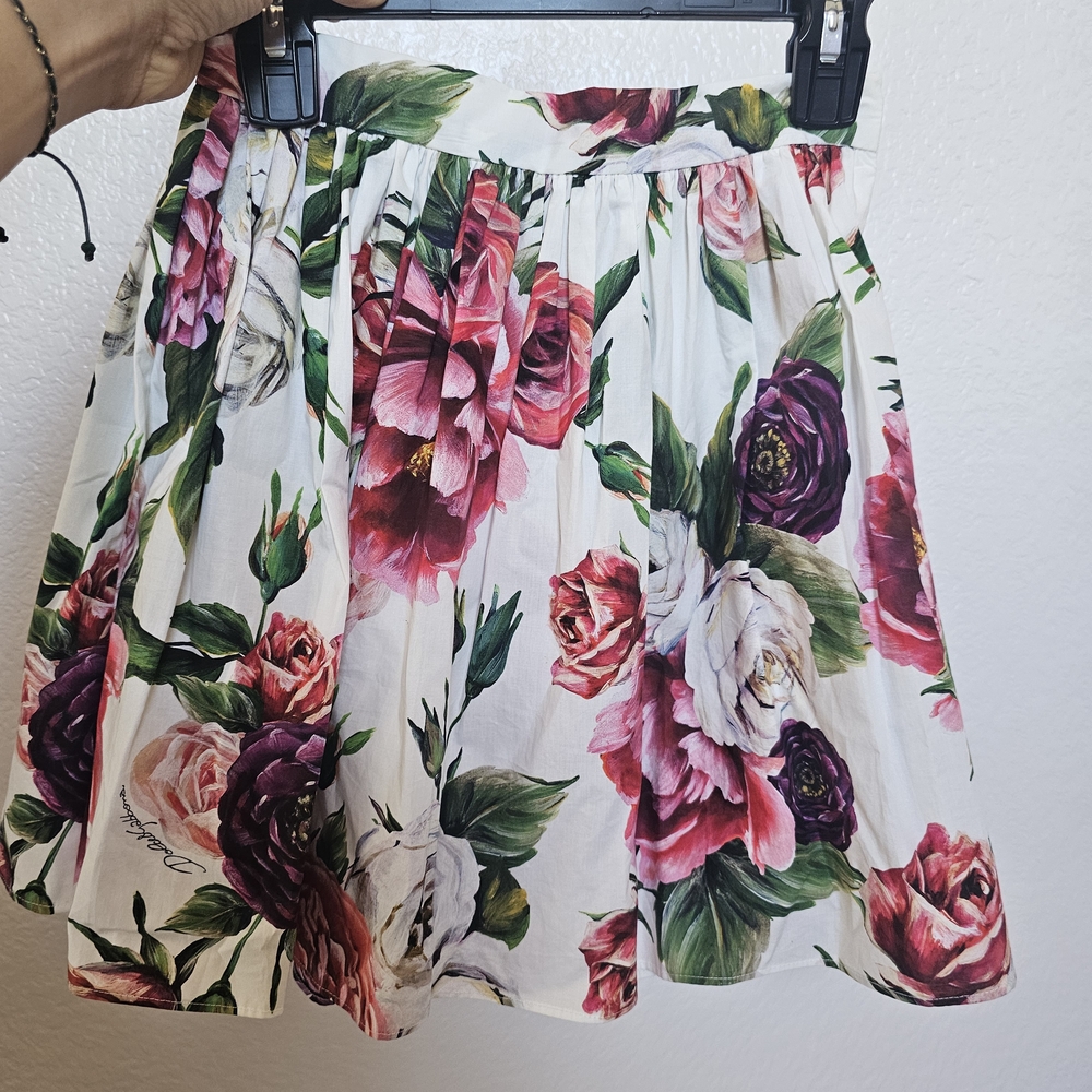 Dolce & Gabbana Girls Floral Skirt with Pink and Green
